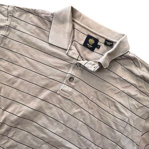 Trump Golf Men's Brown Striped Polo Shirt‎ Short Sleeve Large